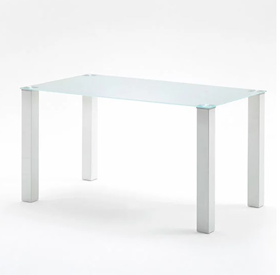 Read more about Hanna frosted glass top dining table with high gloss white legs